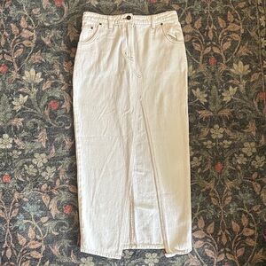 Lioness Cream Maxi Denim Skirt